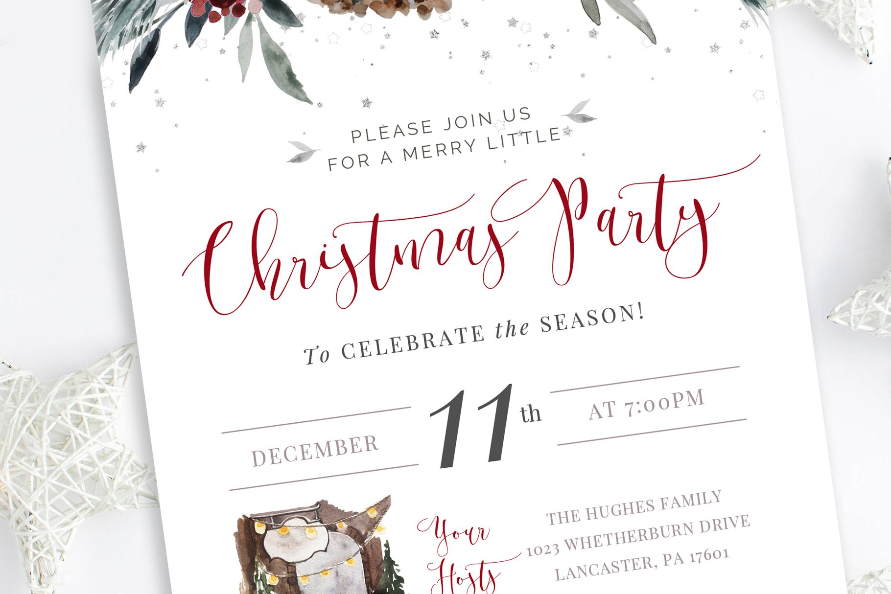 Christmas Party Invitation Template cover image.