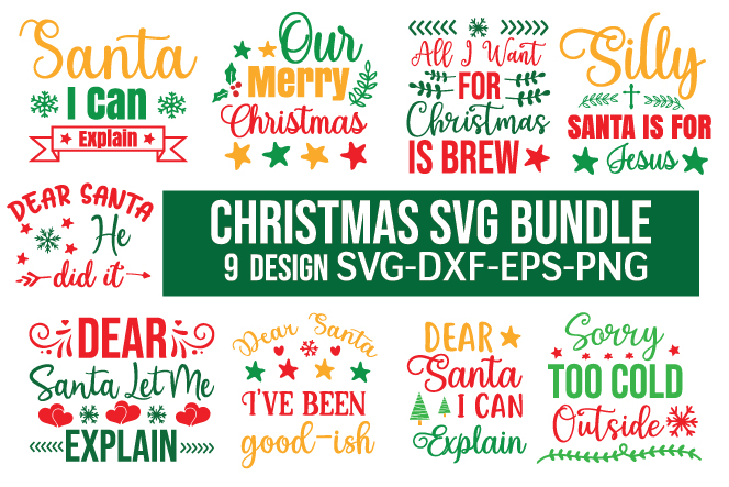 Christmas svg bundle 9 designs svg eps png.