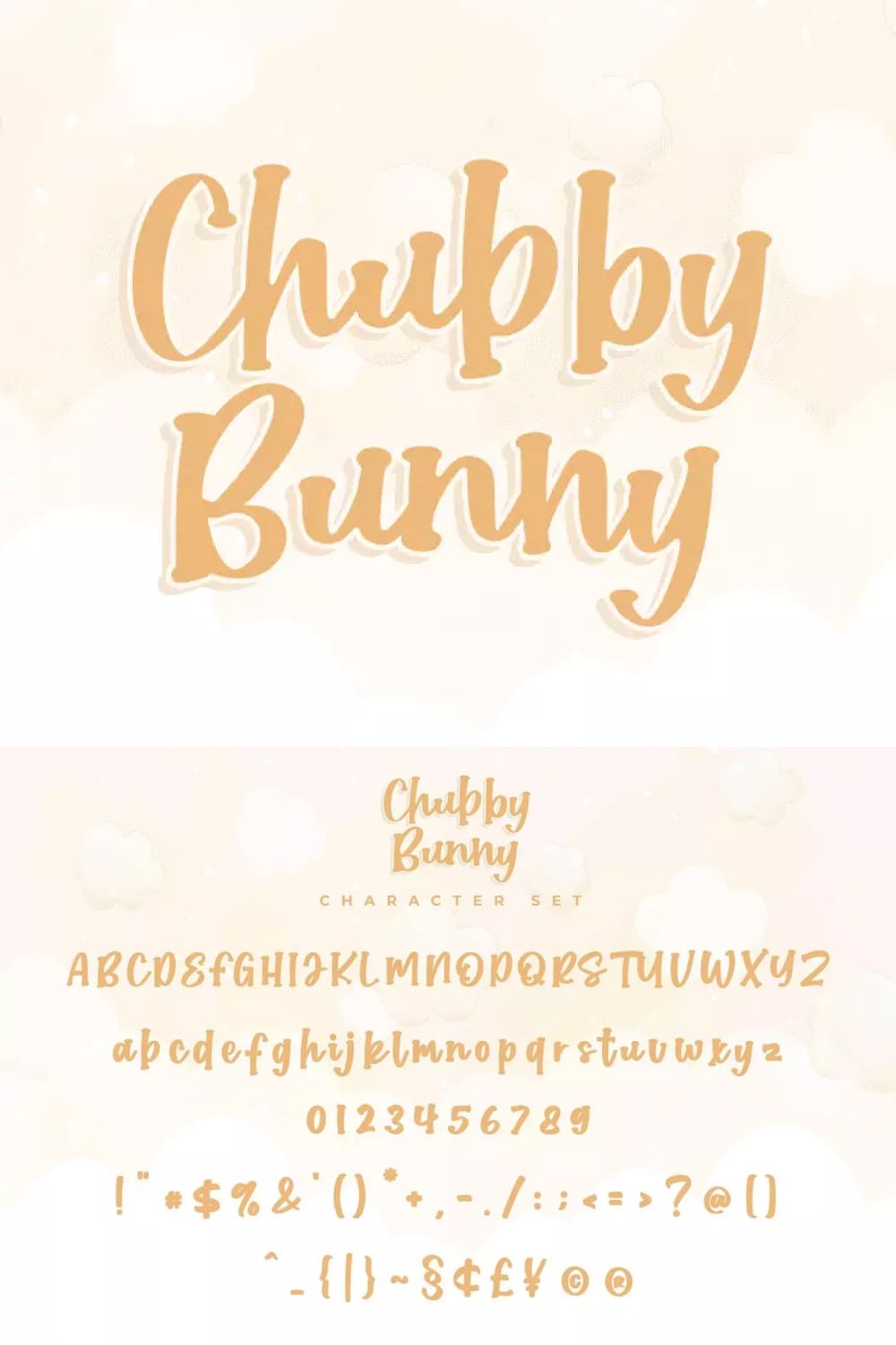 Chubby Bunny Font name and alphabetical representation.
