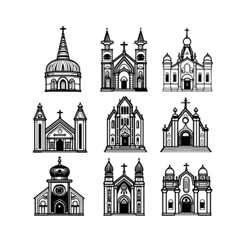 9 Church Icons Bundle Set Illustration cover image.