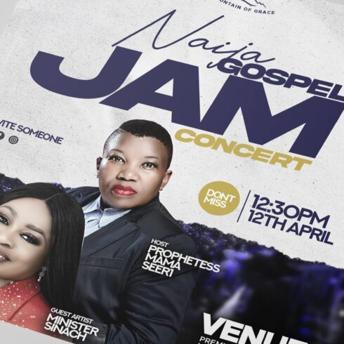 Gospel jam concert flyer template cover image.