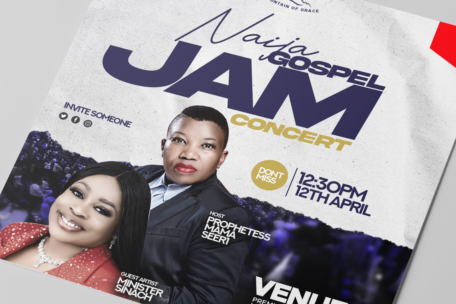 Gospel jam concert flyer template cover image.