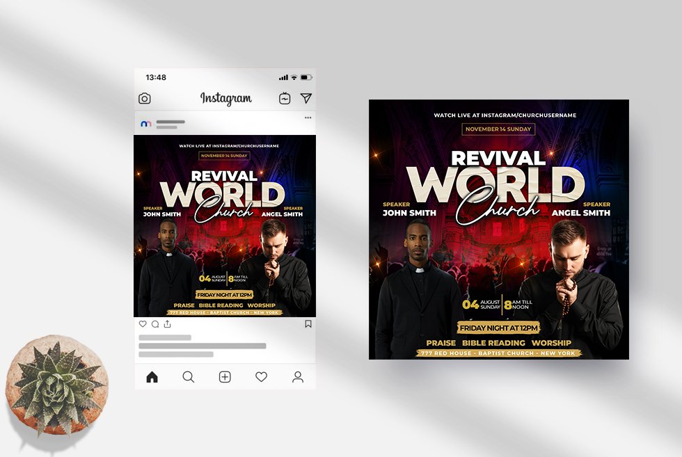 Church Revival Event Banner (PSD) preview image.