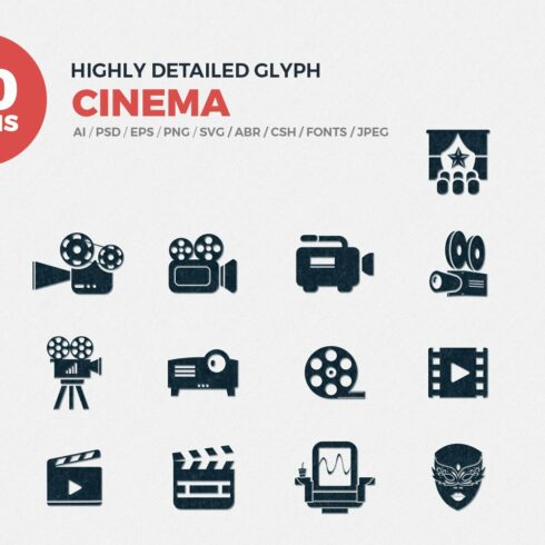 Glyph Icons Cinema Set cover image.