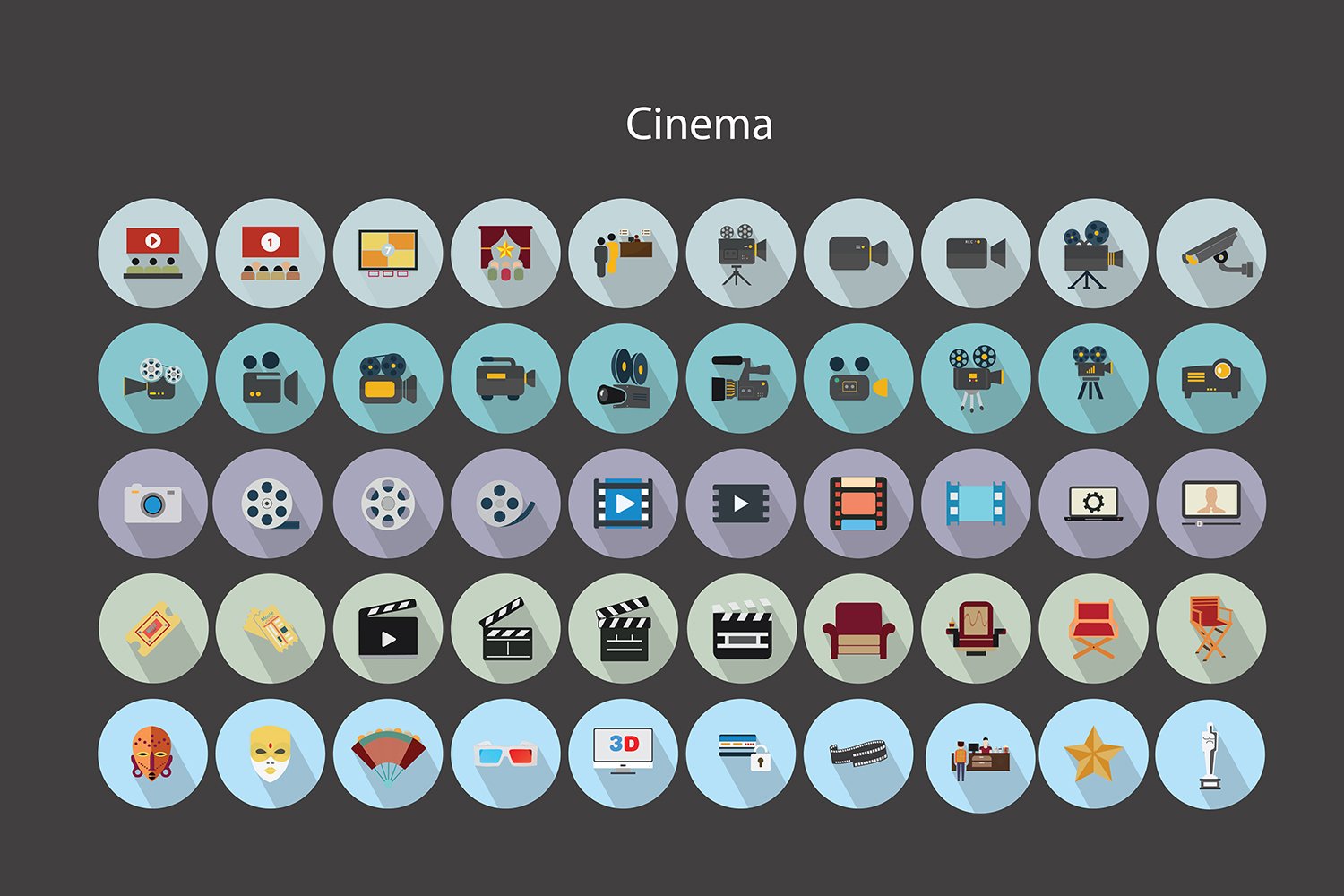 Flat Icons- Cinema Set preview image.
