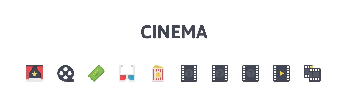 Cinema Flat Icons preview image.
