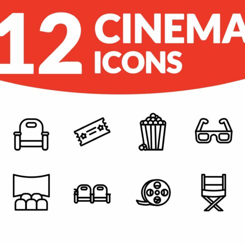12 cinema icons set cover image.