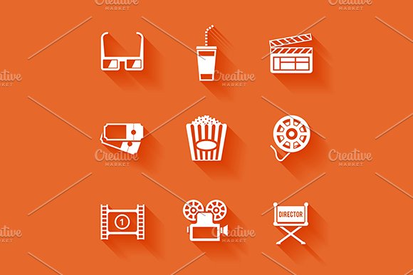 cinema icons set1 white flat 667