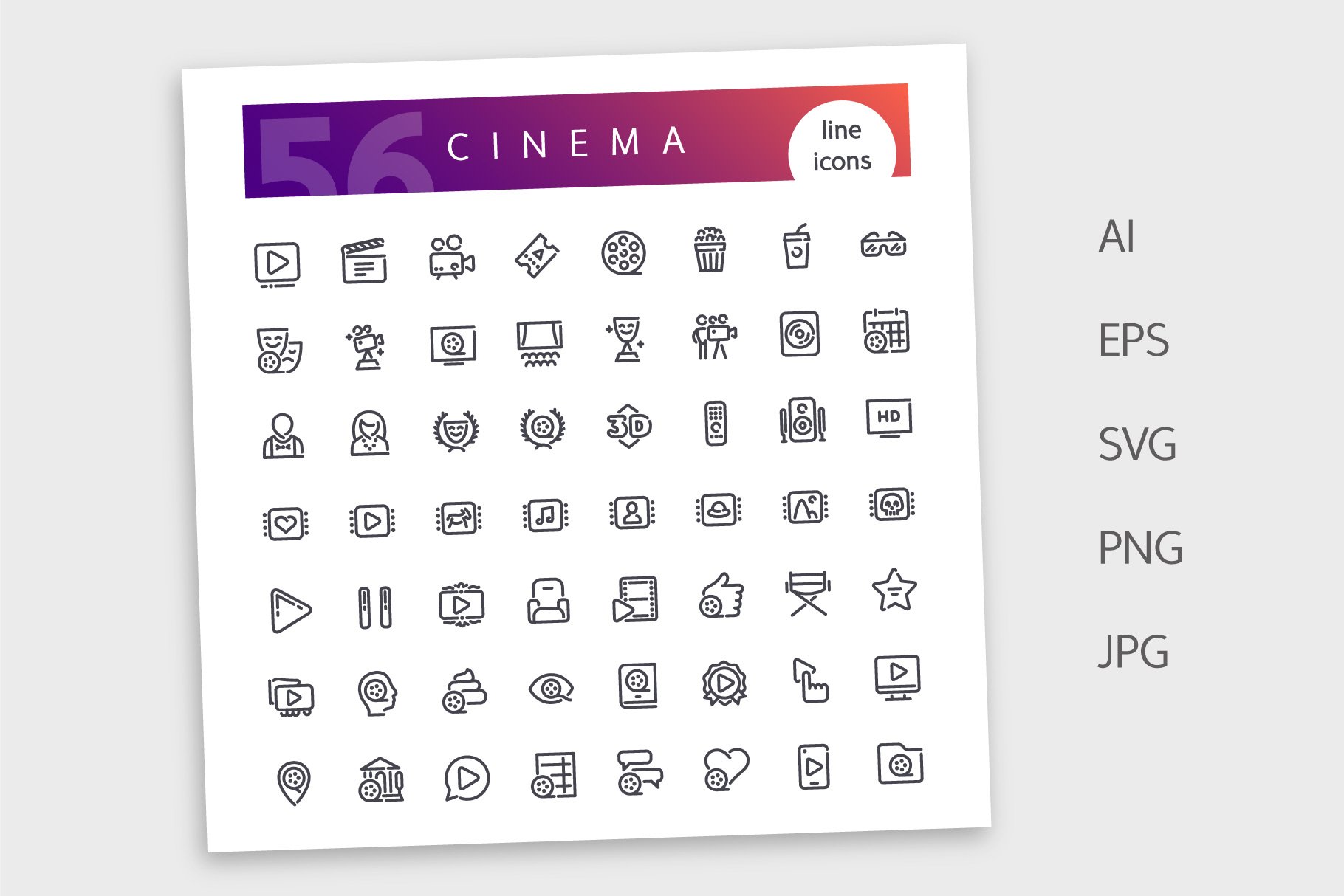 cinema line icons set4 355