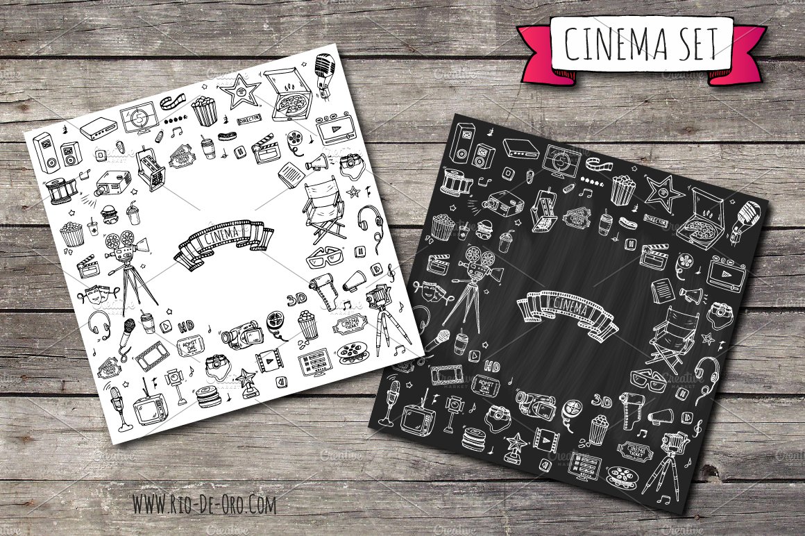 74 Cinema hand drawn elements preview image.