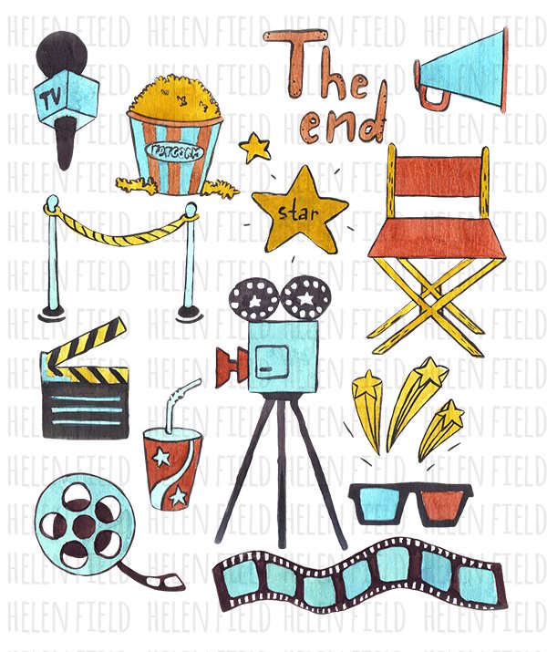 Set of hand drawn icons Cinema preview image.