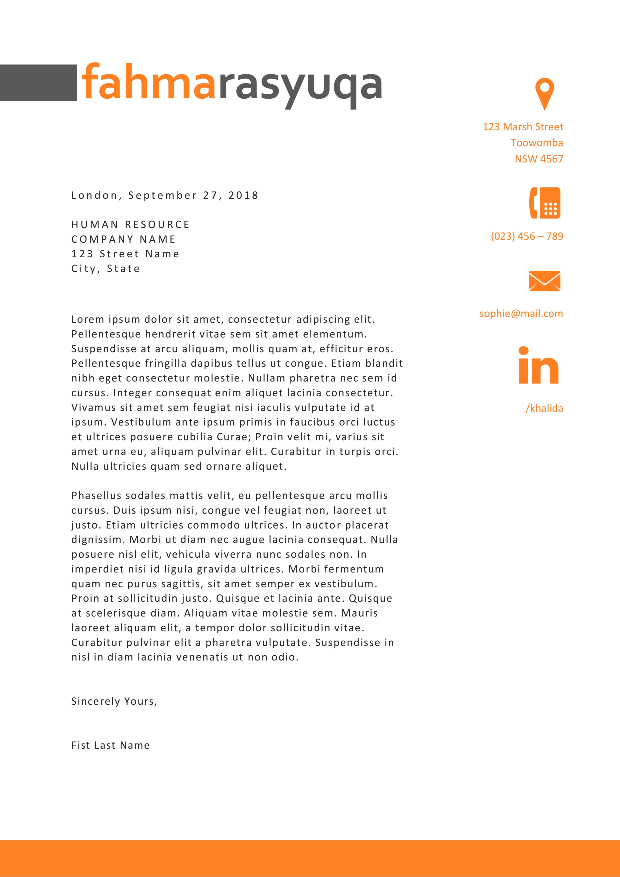 Orange 3 in 1 resume for MS Word preview image.