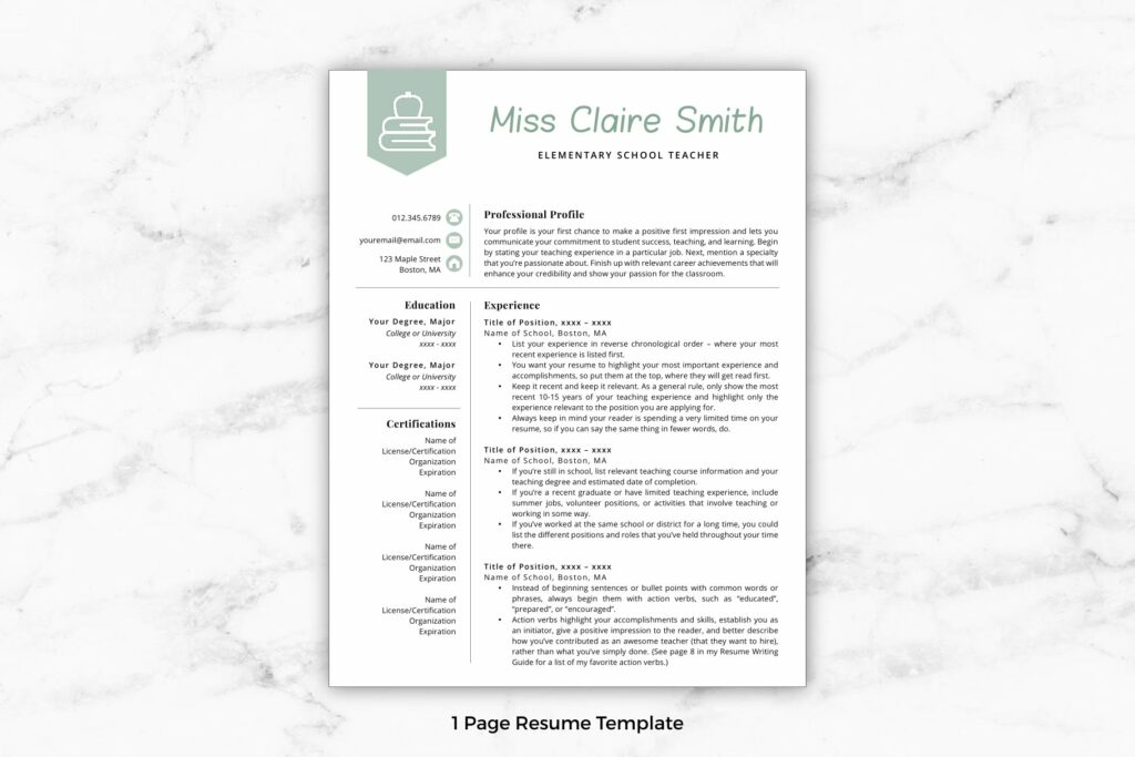 Preschool Teacher Resume Template Claire Masterbundles 9873