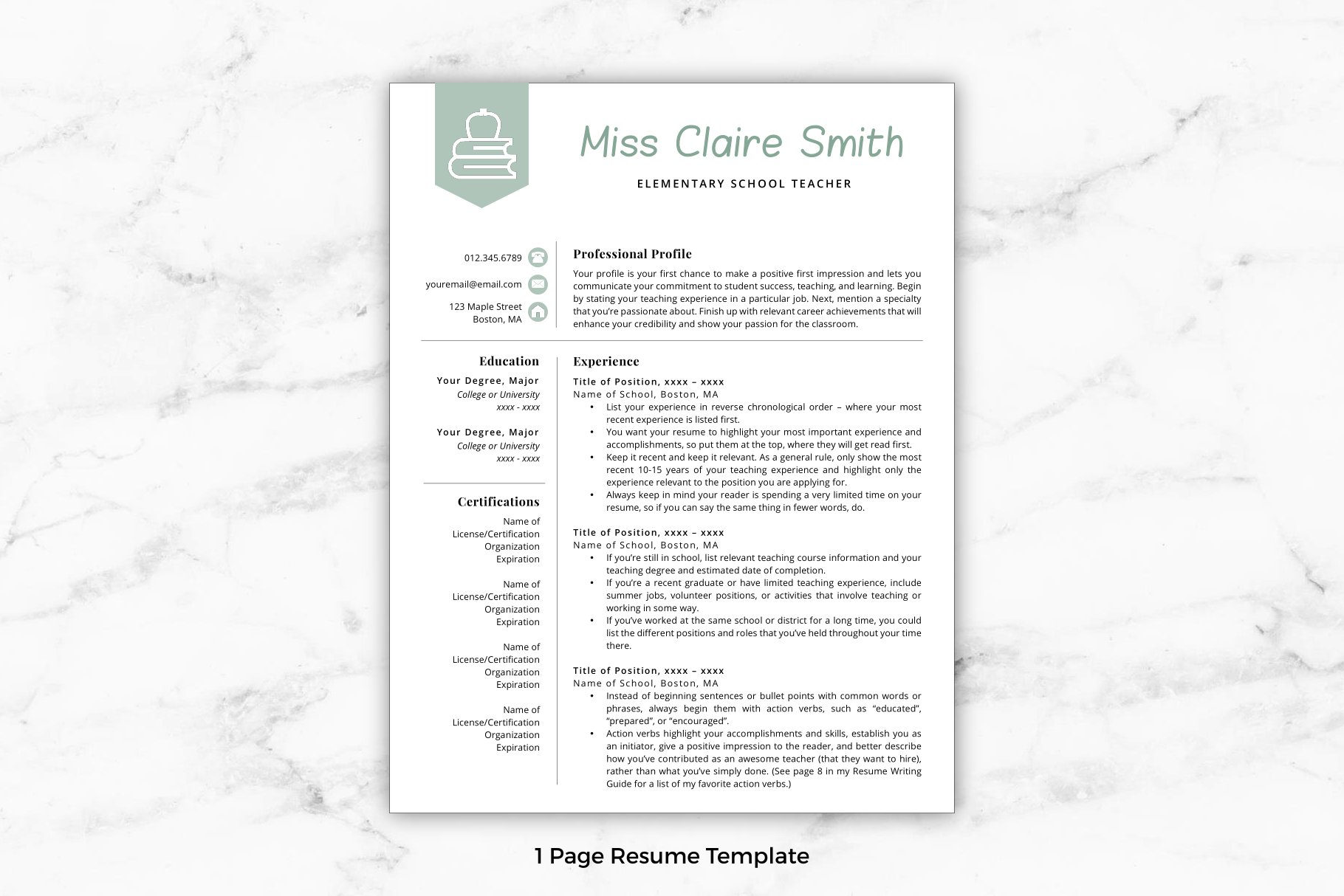 Teacher Resume Template - Claire preview image.