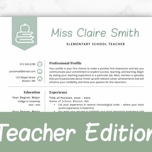 Teacher Resume Template - Claire cover image.
