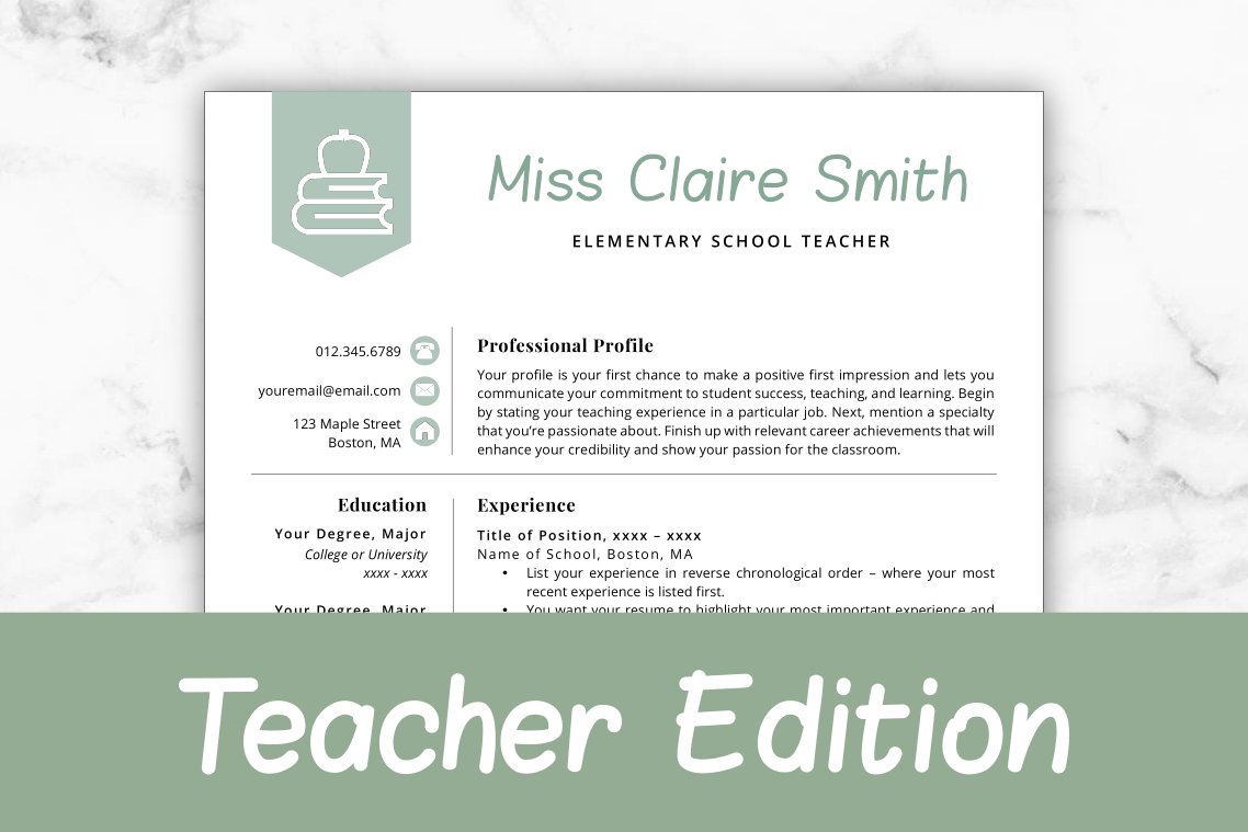 Teacher Resume Template - Claire cover image.