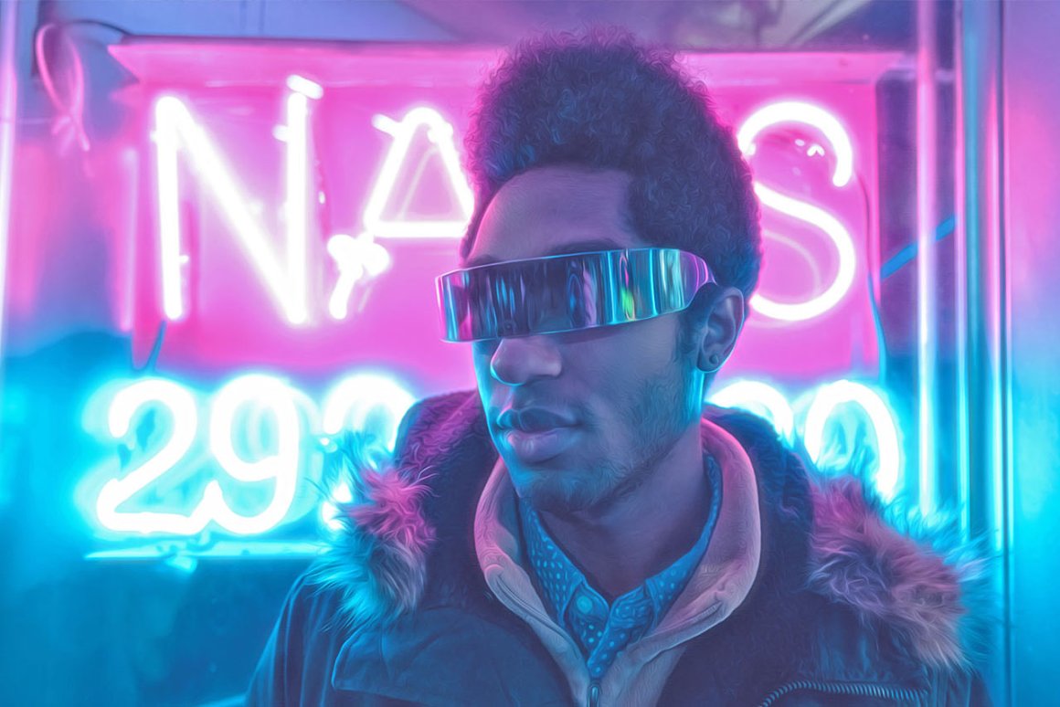 Man wearing a pair of futuristic glasses.