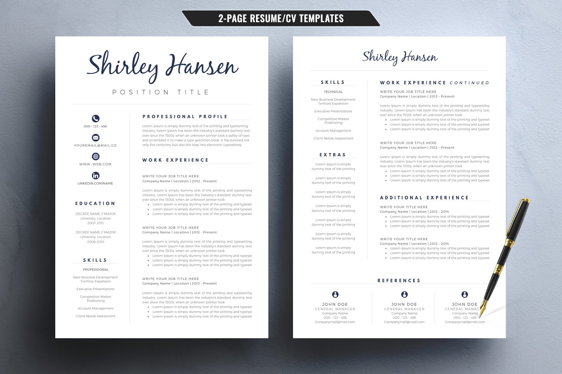 Resume/CV Template for Word preview image.