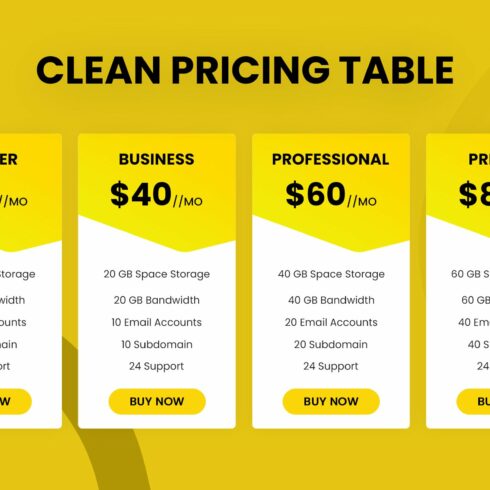 Clean Pricing Tables cover image.
