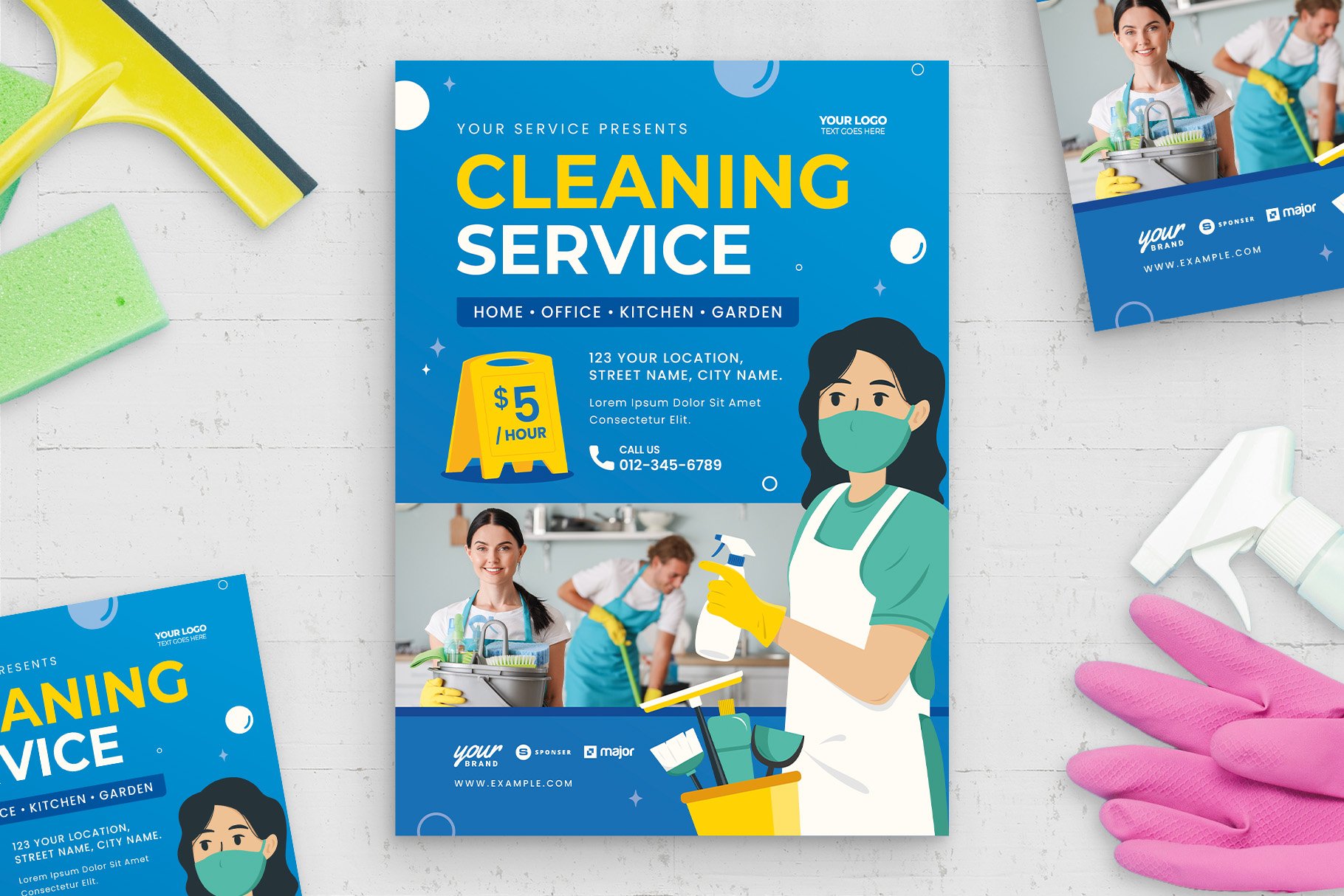 Cleaning Service Flyer Template cover image.