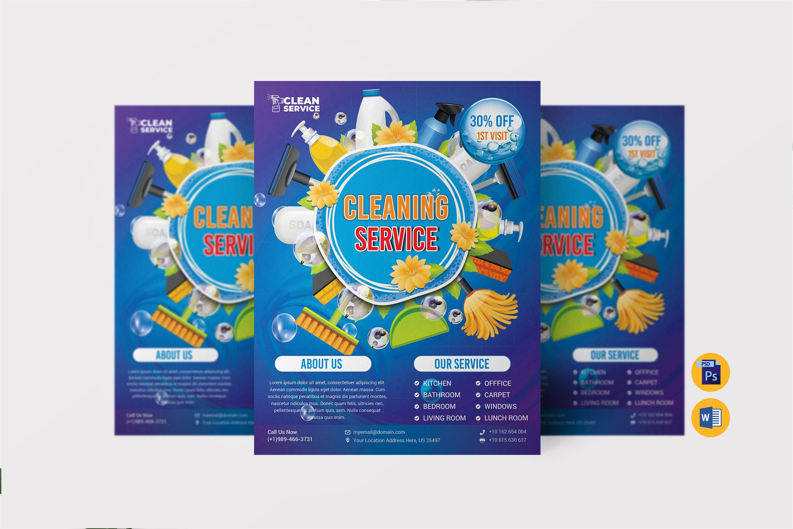 Cleaning Service Flyer Template cover image.