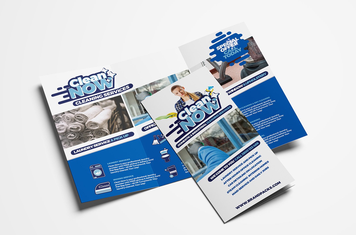 Cleaning Service Tri Fold Brochure cover image.