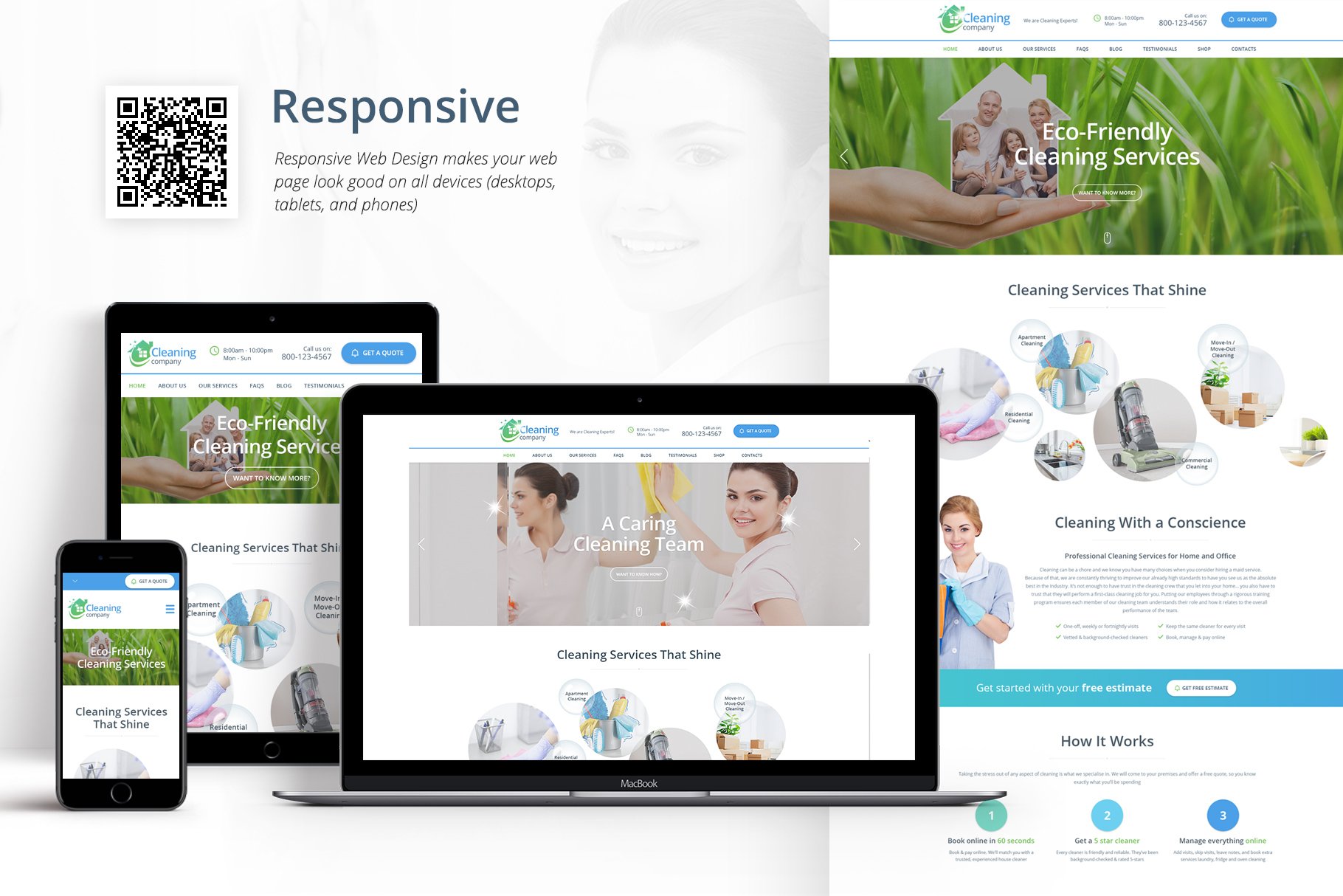 Cleaning Services HTML template preview image.