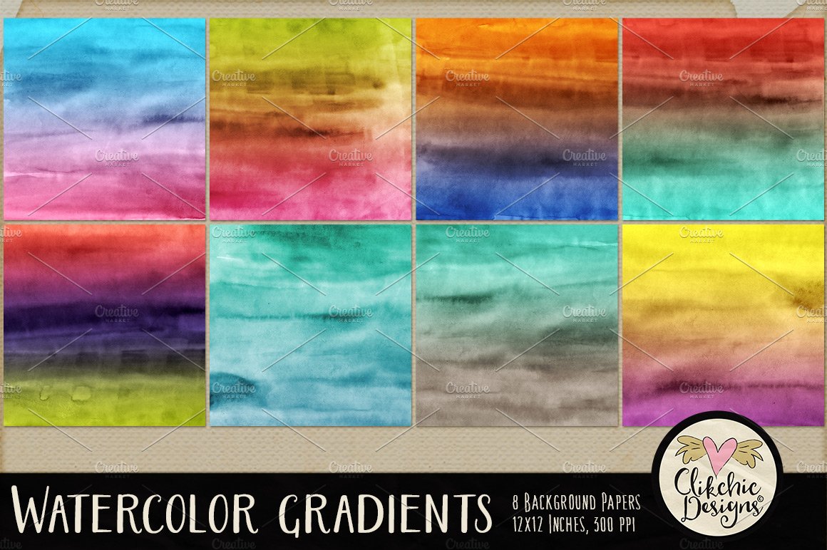 Watercolor Gradients Texture Pack preview image.
