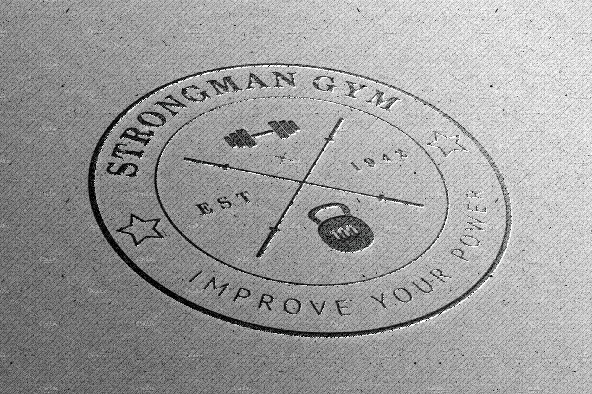 Set of vintage gym logos preview image.