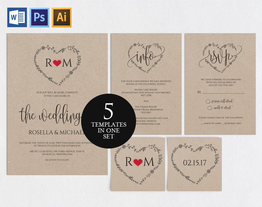 Wedding Invitation Template SHR84 cover image.