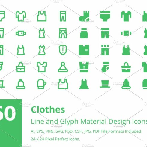 160 Clothes Material Design Icons cover image.