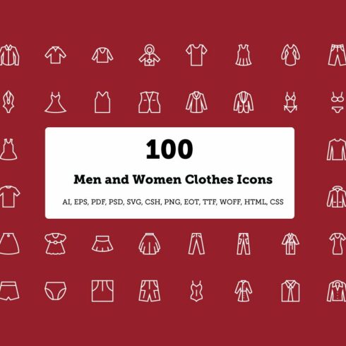 100 Men and Women Clothes Icons cover image.