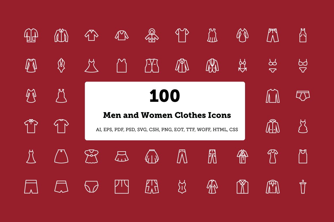 100 Men and Women Clothes Icons cover image.