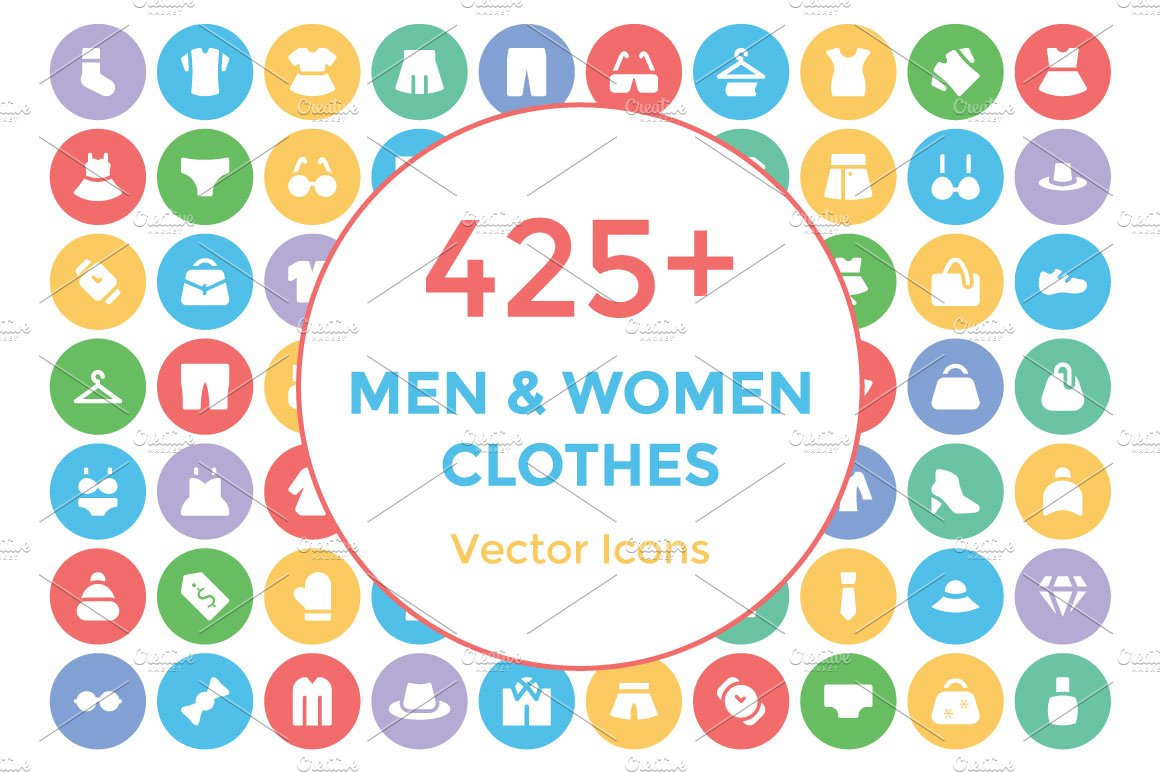 425+ Men and Women Clothes Icons cover image.
