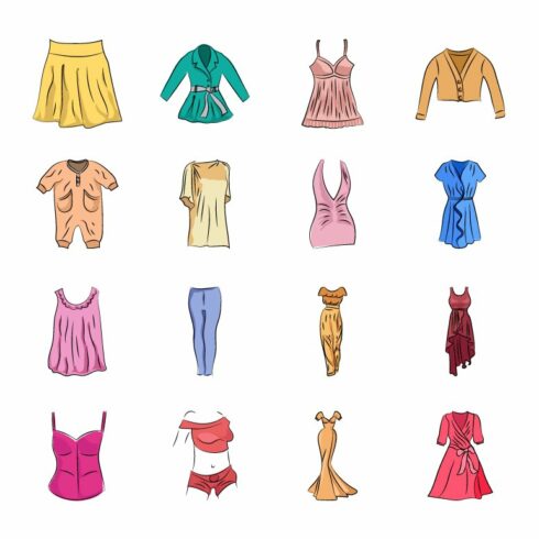 Clothes Hand Drawn Vector Icons cover image.