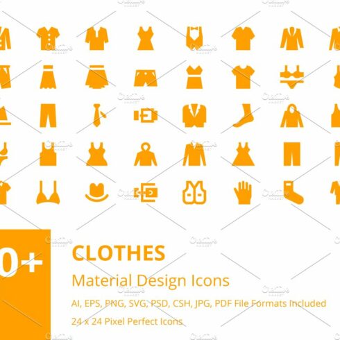 150+ Clothes Material Design Icons cover image.