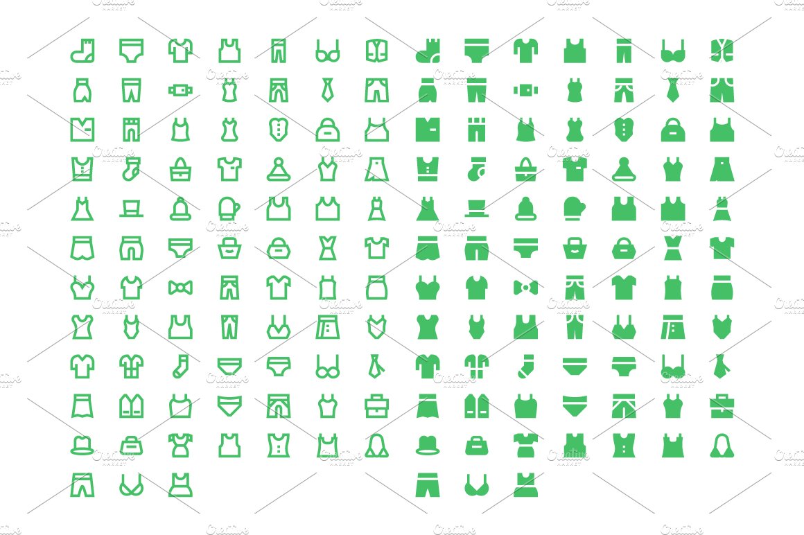 160 Clothes Material Design Icons preview image.