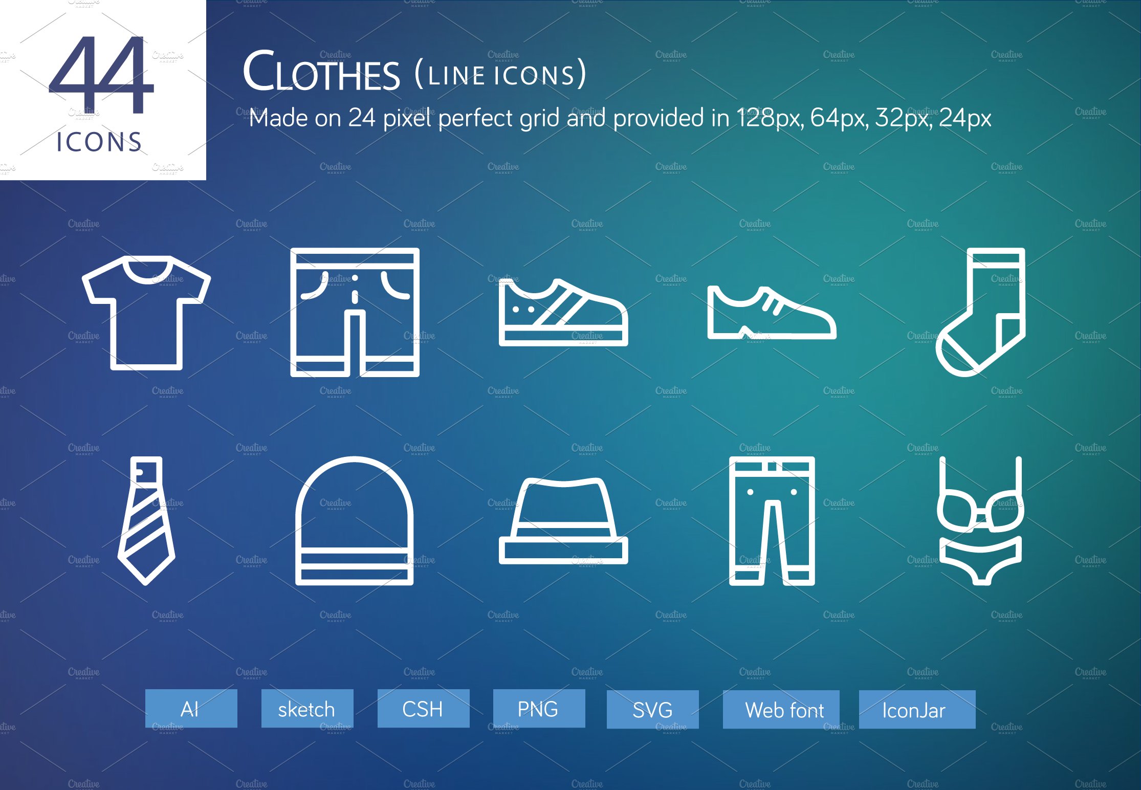 44 Clothes Line Icons cover image.