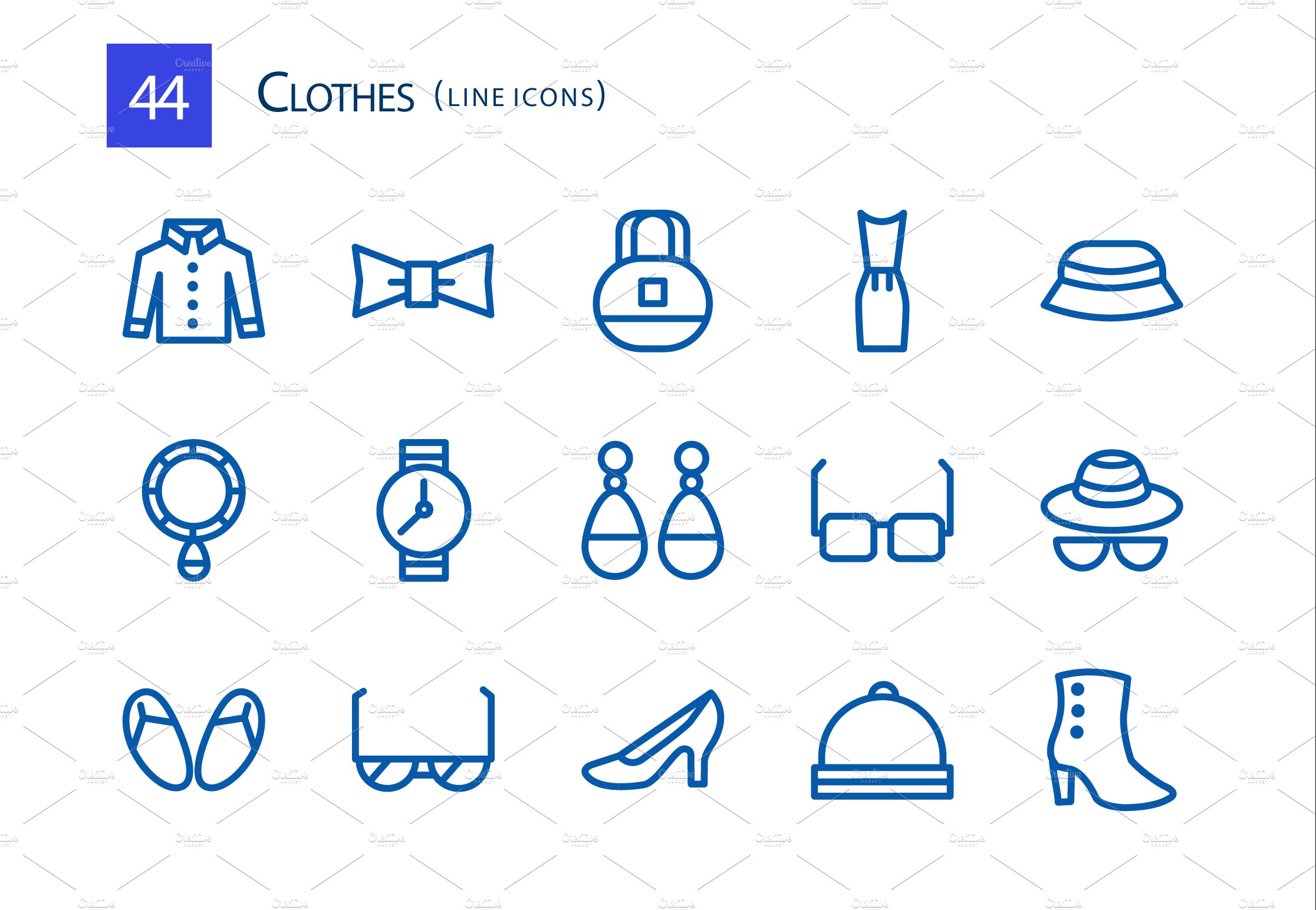 44 Clothes Line Icons preview image.