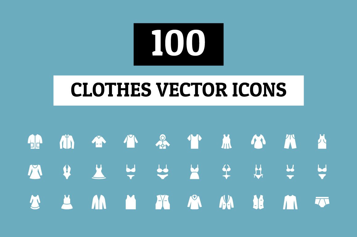 100 Clothes Vector Icons cover image.