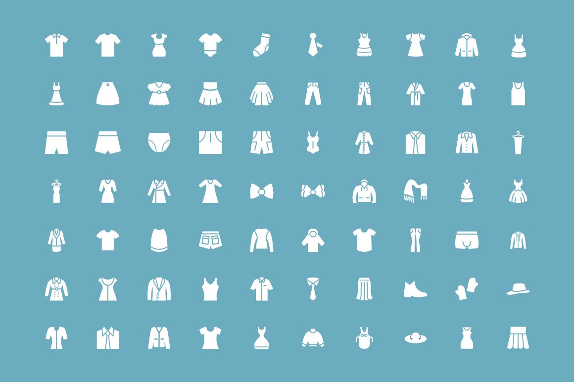 100 Clothes Vector Icons preview image.