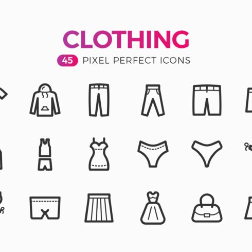 Clothes & Accessory Line Icons Pack cover image.