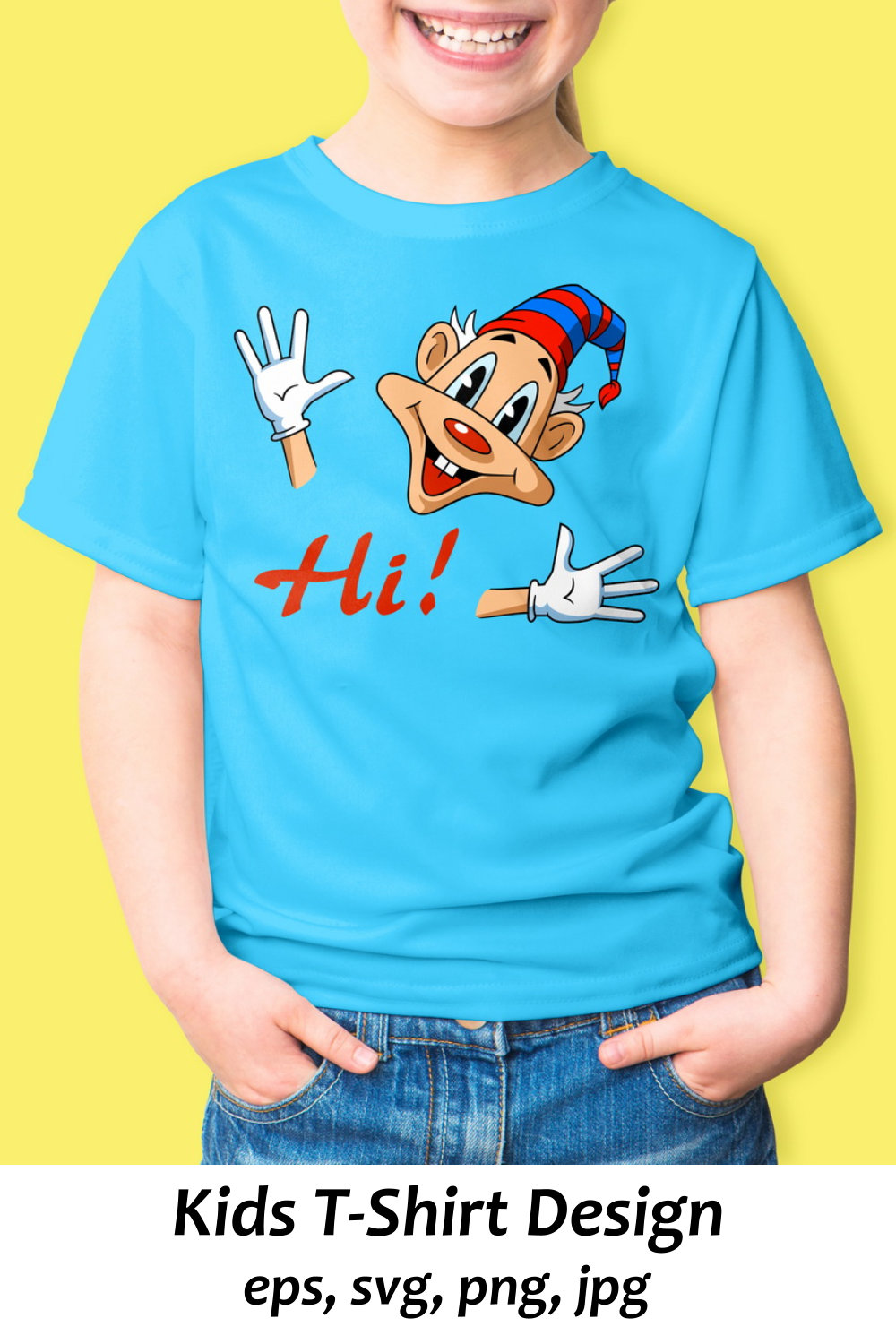 Funny Clown Sublimation Kids T-Shirt Design pinterest preview image.