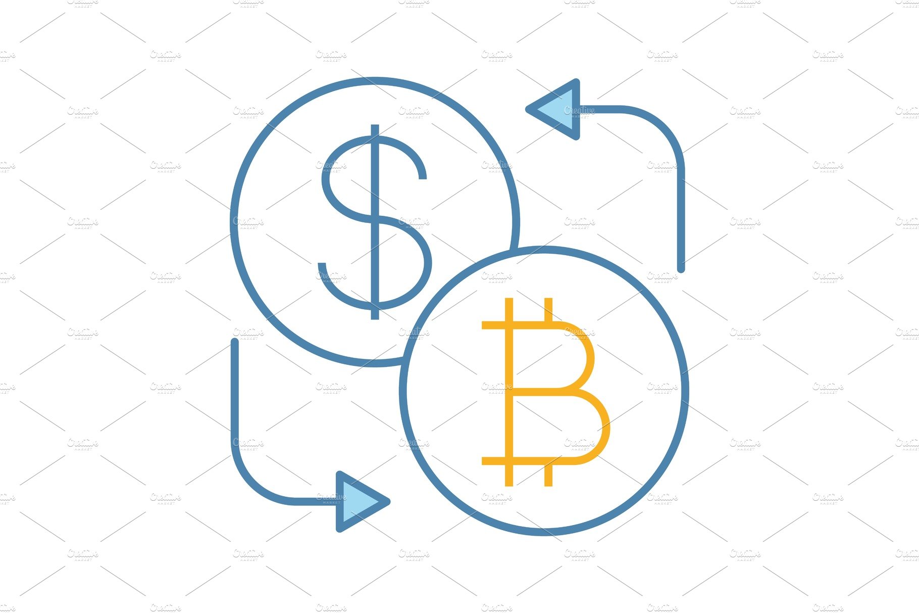 Bitcoin and dollar exchange icon cover image.