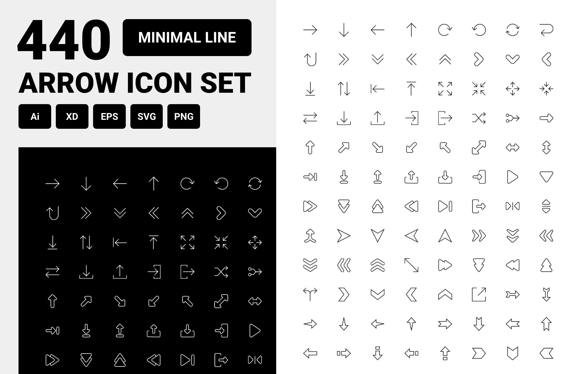 Minimal line arrow icon set cover image.