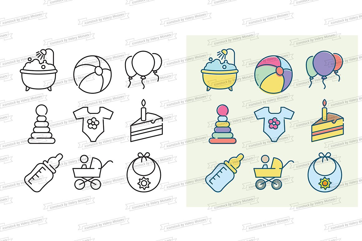 Baby icons set cover image.