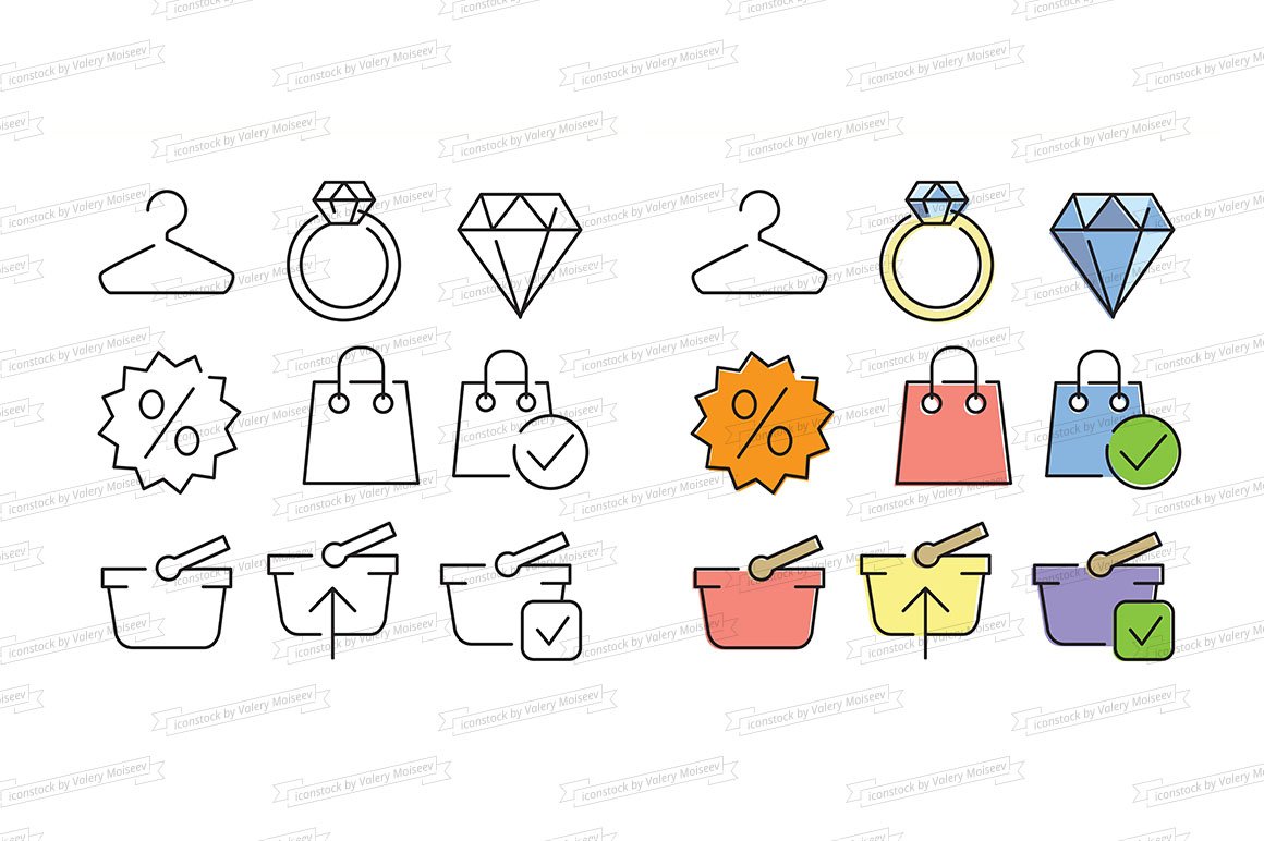 Shooping and web store icons cover image.