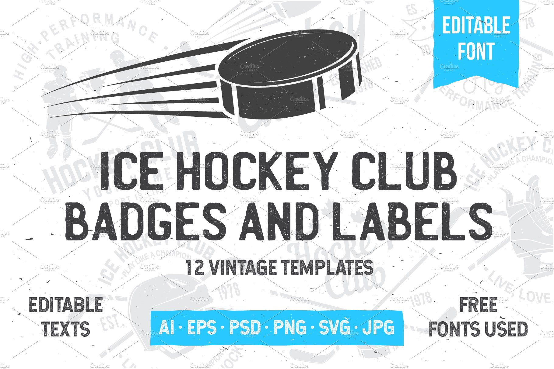 Ice Hockey Club Badges and Labels preview image.