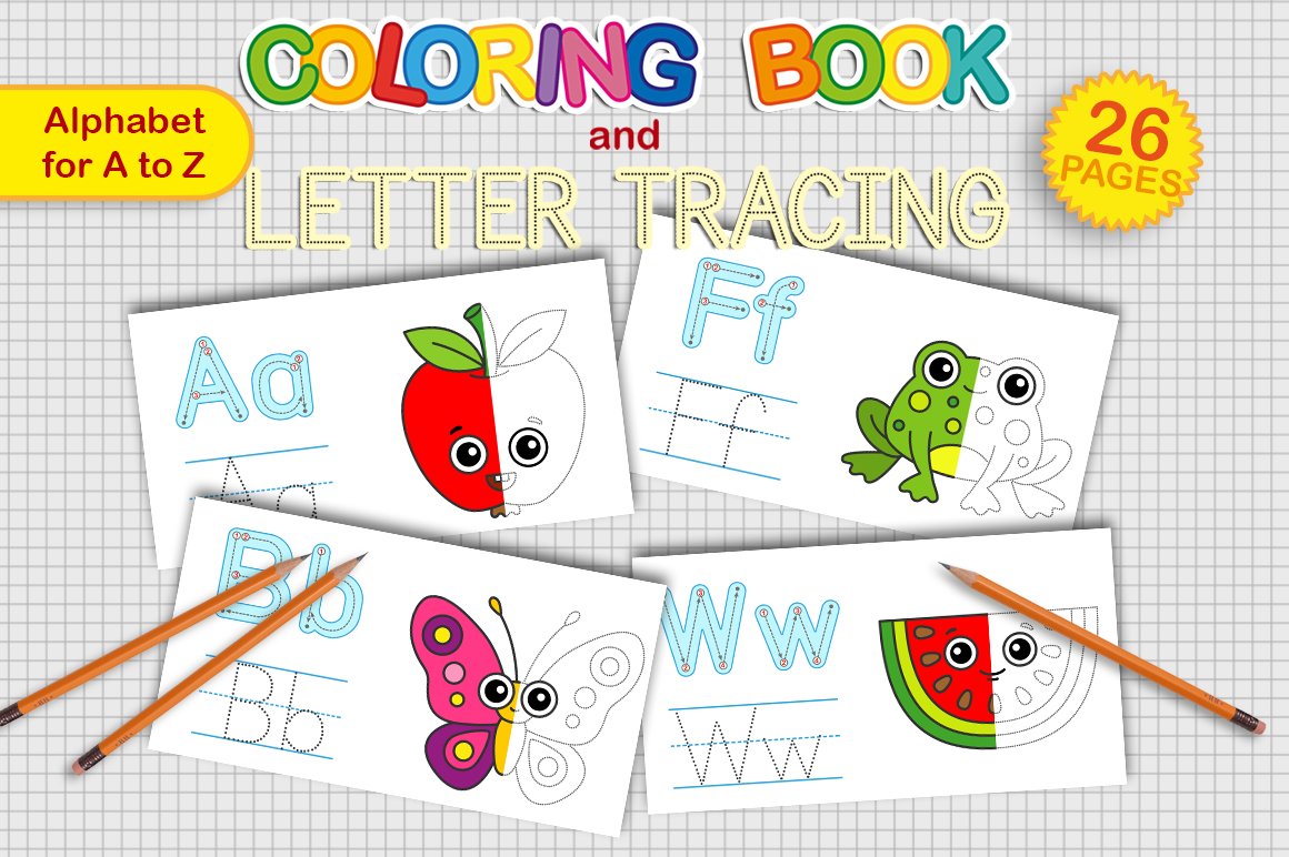 ABC coloring book and letter tracing cover image.