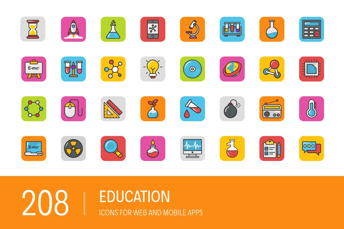 208 Education Icons cover image.